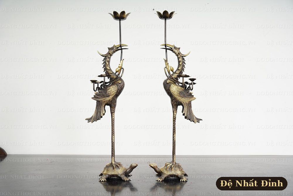 Đôi hạc thờ hun cổ bằng đồng — Đệ Nhất Đỉnh
