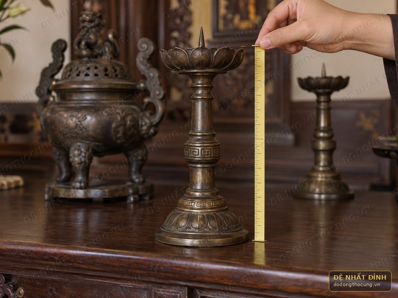 Chân nến thờ ghi 37 là đo cả đế hay chỉ thân nến