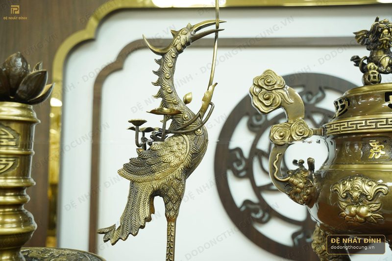 Bộ ngũ sự dơi đào 65cm hoa văn — ảnh 3