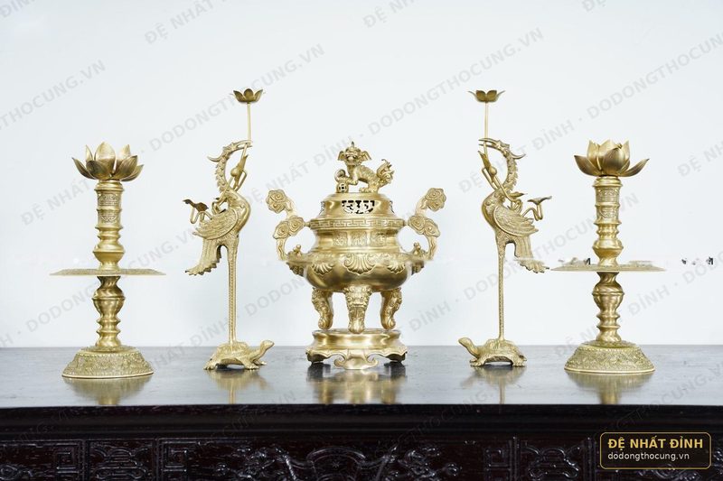 Bộ ngũ sự Hoa Sòi 40cm cát tút nguyên bản