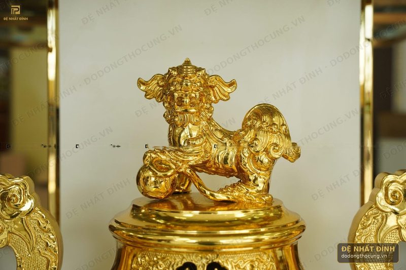 Bộ ngũ sự Ngũ Phúc Lâm Môn 65cm dát vàng toàn bộ — ảnh 3