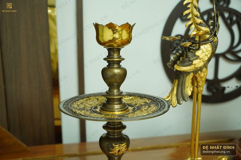 Bộ ngũ sự Ngũ Phúc Lâm Môn 65cm nến kỹ dát vàng điểm — ảnh 3