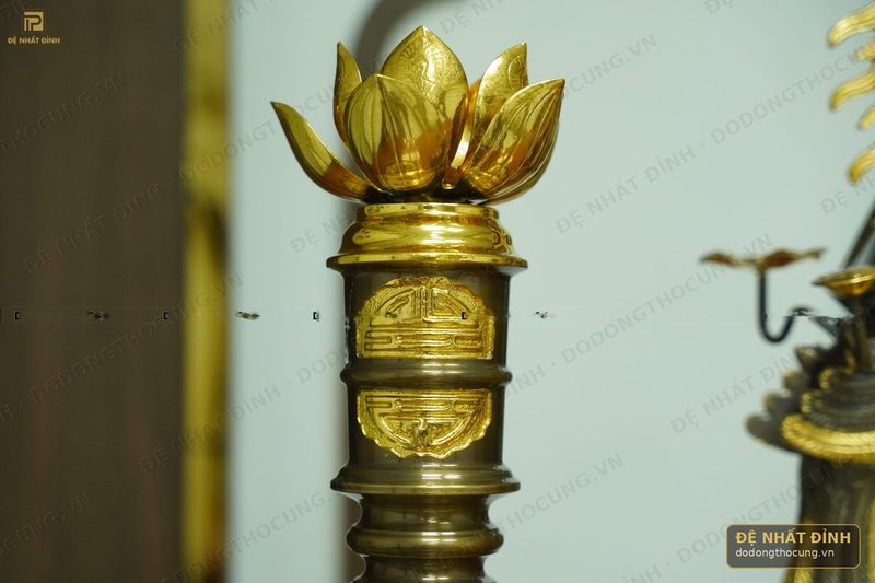 Bộ ngũ sự Phụng Gia Tiên 65cm dát vàng điểm hoa văn — ảnh 3