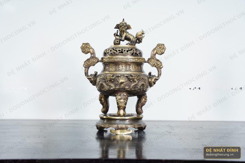 Bộ ngũ sự Song Long 40cm hun giả cổ — ảnh 4