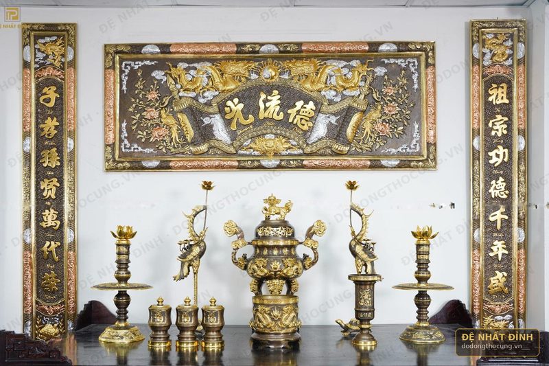 Bộ ngũ sự Song Long 65cm dát vàng điểm — ảnh 3