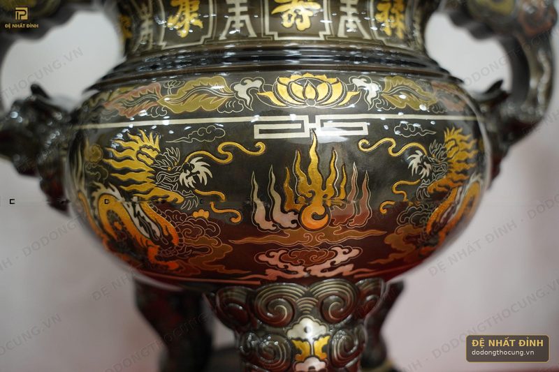 Bộ ngũ sự Song Long 65cm khảm ngũ sắc — ảnh 4