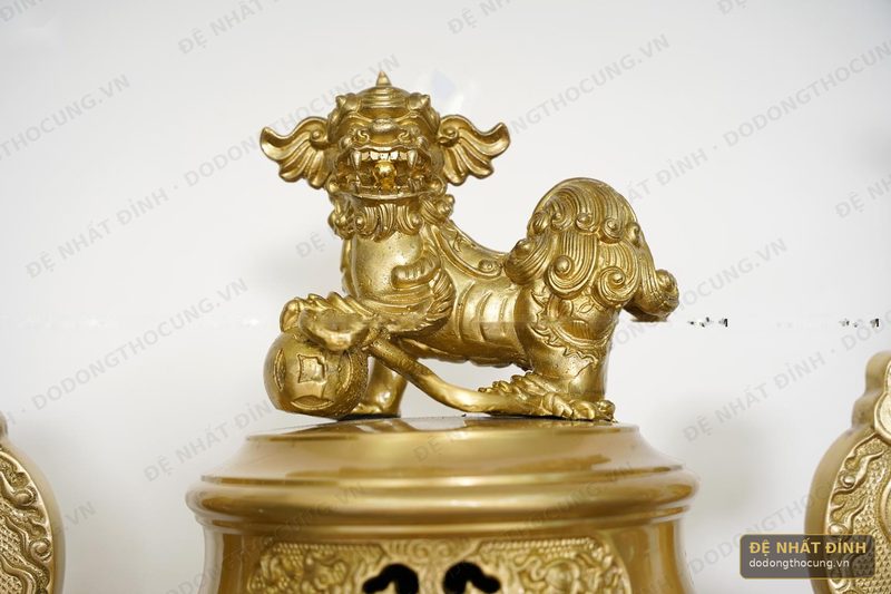Bộ ngũ sự Ngũ Phúc Lâm Môn 65cm màu vàng cát tút nguyên chất — ảnh 4