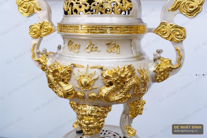 Đỉnh đồng Kim Bảo mạ bạc dát vàng — ảnh 3