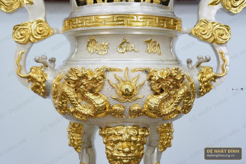 Đỉnh đồng Kim Bảo mạ bạc dát vàng — ảnh 4