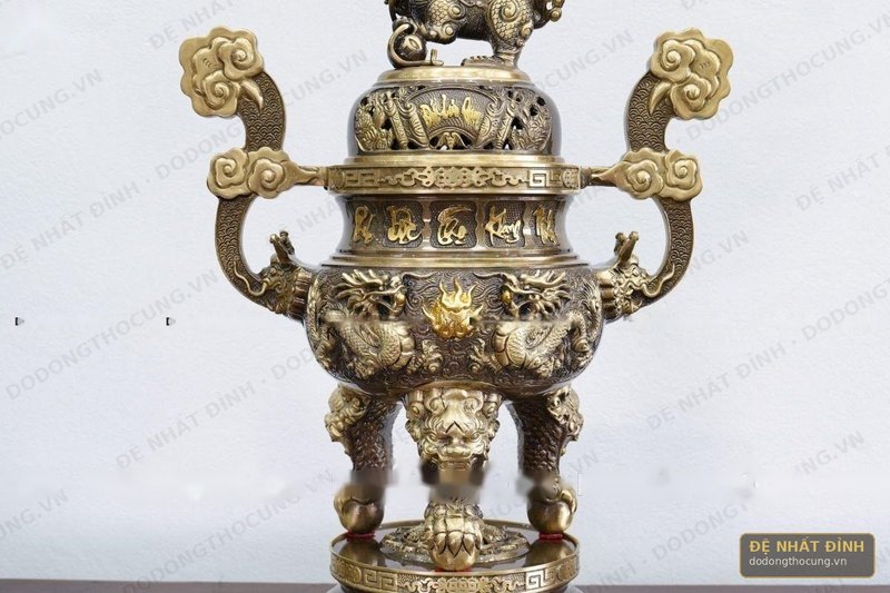 Đỉnh đồng Phúc Lộc Thọ Khang Ninh hun cổ