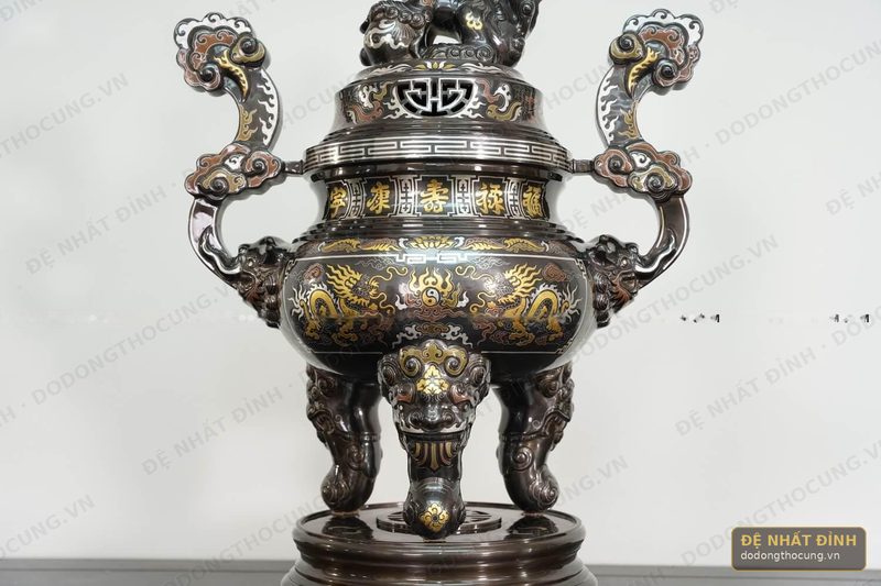 Đỉnh ngũ sắc đồng đỏ 70cm