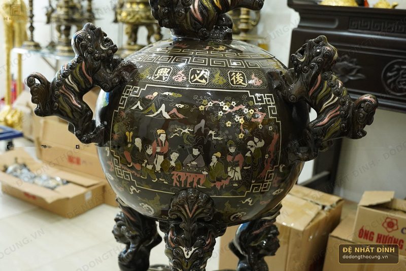 Đỉnh Thất Lân vờn cầu 1m2 khảm ngũ sắc — ảnh 4