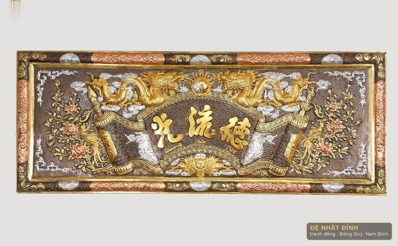 Bộ đại tự câu đối Đức Lưu Quang 1m76 khảm tam khí — ảnh 2