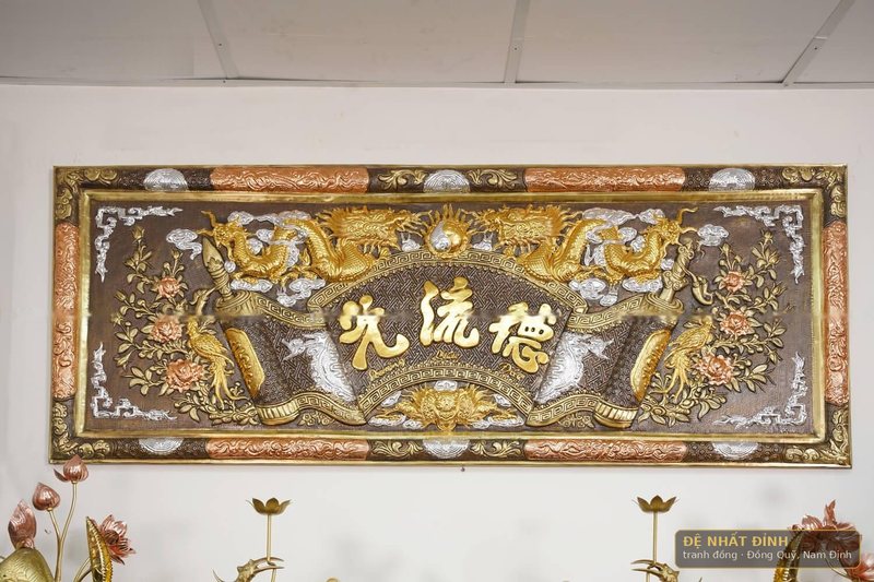 Bộ đại tự câu đối Đức Lưu Quang 1m76 khảm tam khí — ảnh 4