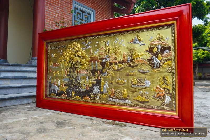 Cội nguồn quê hương 1m2 × 2m3, khung gỗ sơn đỏ — ảnh 2