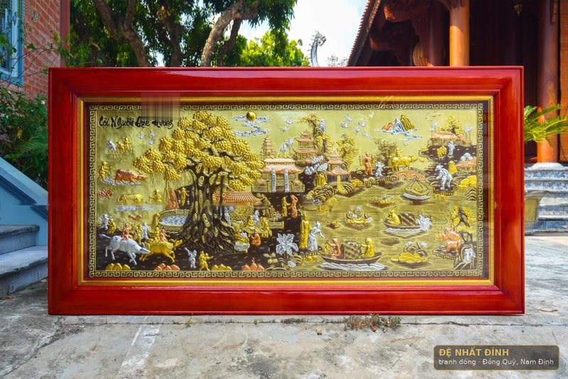 Cội nguồn quê hương 1m2 × 2m3, khung gỗ sơn đỏ — ảnh 3