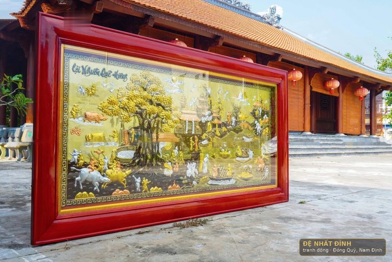 Cội nguồn quê hương 1m2 × 2m3, khung gỗ sơn đỏ — ảnh 4