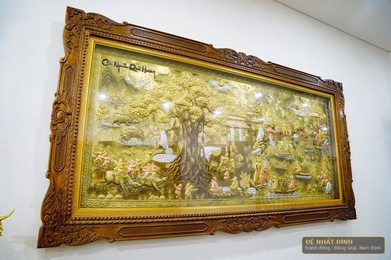 Cội nguồn quê hương 90 × 1m7, khung gỗ chạm — ảnh 2