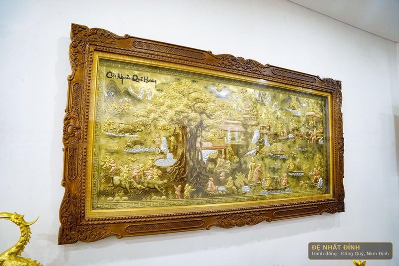 Cội nguồn quê hương 90 × 1m7, khung gỗ chạm — ảnh 3