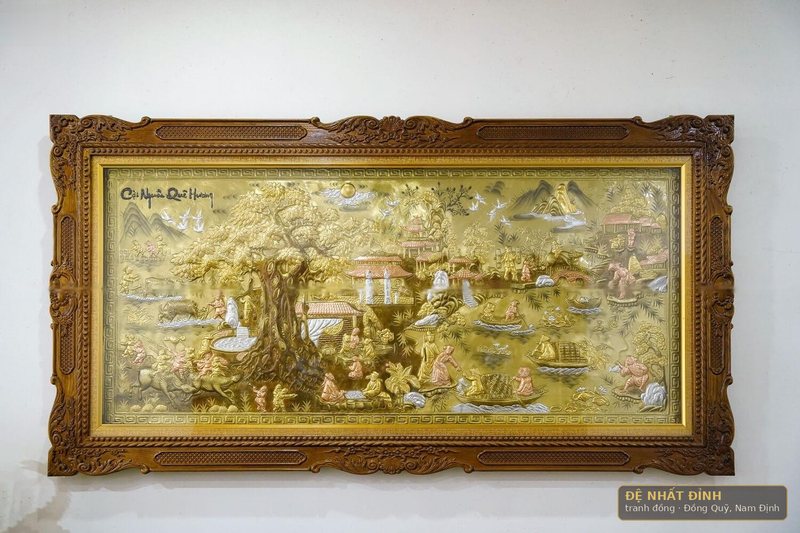 Cội nguồn quê hương 90 × 1m7, khung gỗ chạm — ảnh 4