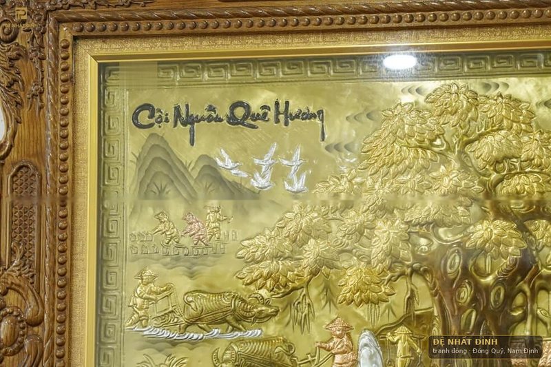 Cội nguồn quê hương 90 × 1m7, khung gỗ chạm — ảnh 5