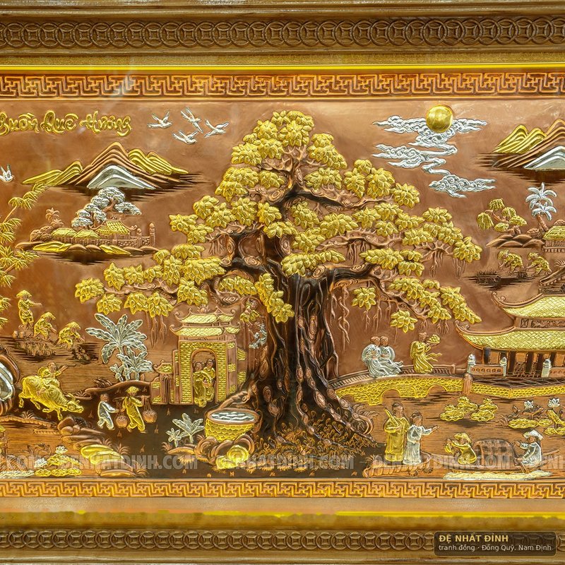 Cội nguồn quê hương nền đồng đỏ, khung gỗ lim màu sáng — ảnh 2