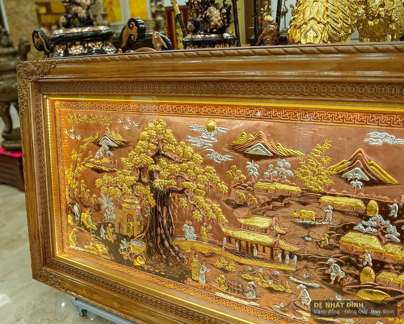 Cội nguồn quê hương nền đồng đỏ, khung gỗ lim màu sáng — ảnh 3