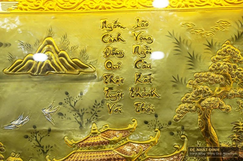 Tranh đồng quê dát vàng, khung gỗ đục chạm thếp vàng — ảnh 7