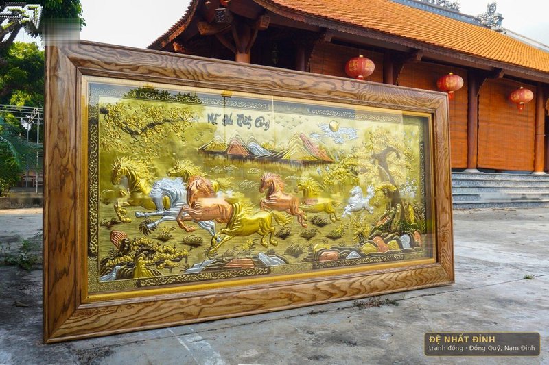 Mã đáo thành công dát vàng, khung gỗ trơn bản to — ảnh 2