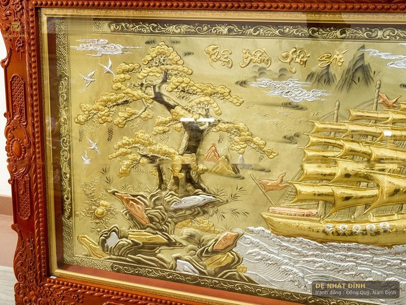 Thuận buồm xuôi gió có tùng, khung gỗ sơn đỏ — ảnh 5