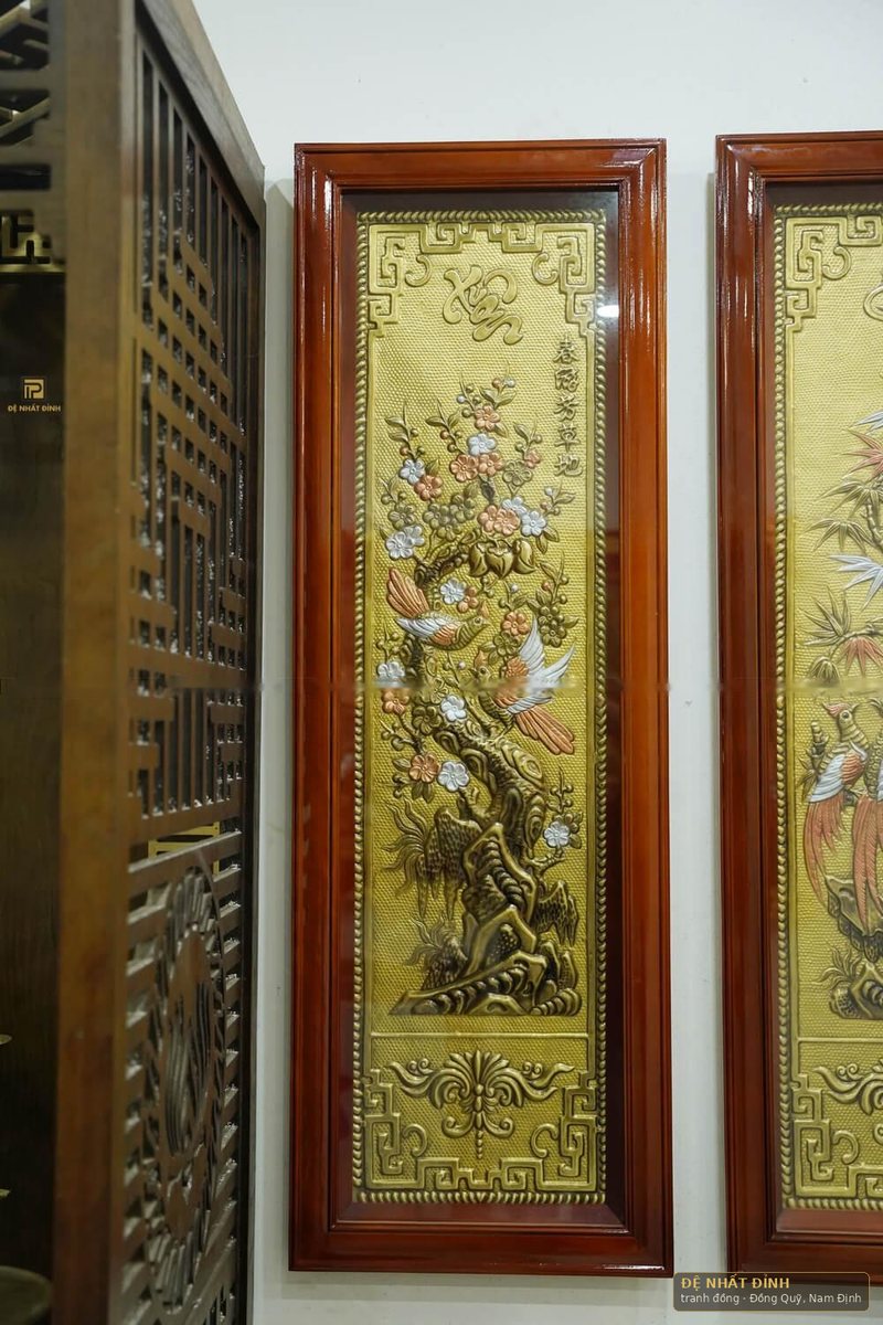 Bộ Tứ quý khung gỗ hương, treo cạnh gian thờ — ảnh 5