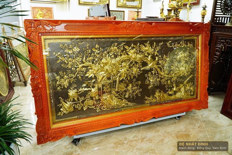 Vinh hoa phú quý màu giả cổ hàng kỹ, khung gỗ sơn đỏ — ảnh 2