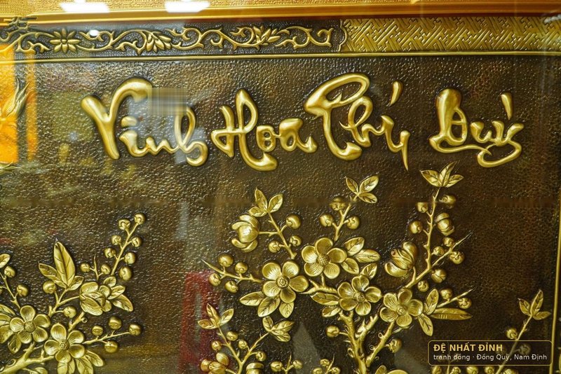 Vinh hoa phú quý màu giả cổ hàng kỹ, khung gỗ sơn đỏ — ảnh 3