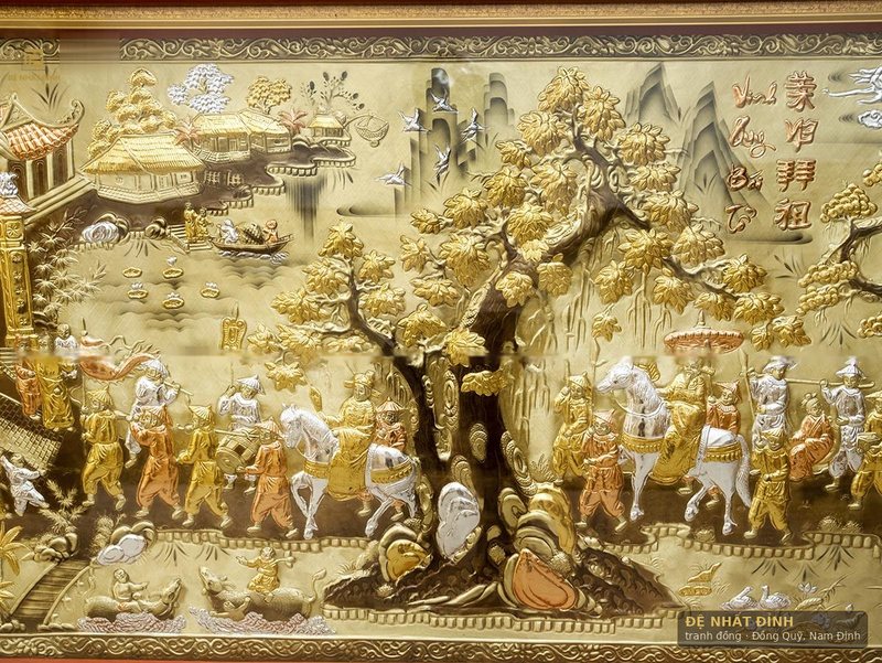 Vinh quy bái tổ dát vàng, khung gỗ sơn đỏ — ảnh 3