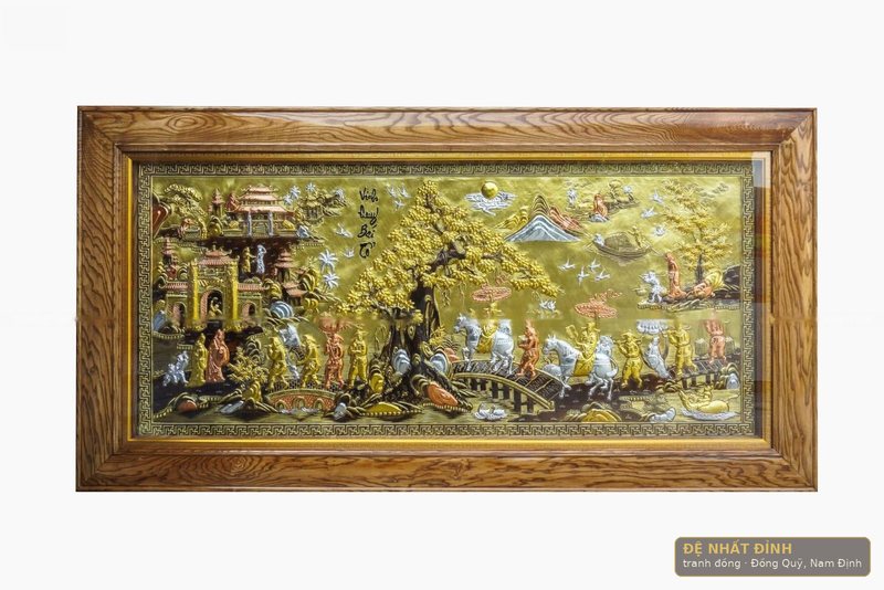 Vinh quy bái tổ dát vàng, khung gỗ vân tự nhiên