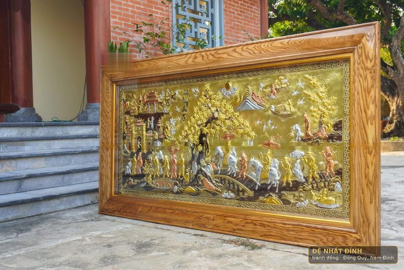 Vinh quy bái tổ dát vàng, khung gỗ vân tự nhiên — ảnh 2
