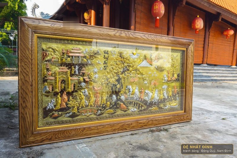 Vinh quy bái tổ dát vàng, khung gỗ vân tự nhiên — ảnh 3