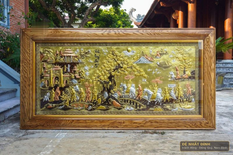 Vinh quy bái tổ dát vàng, khung gỗ vân tự nhiên — ảnh 4