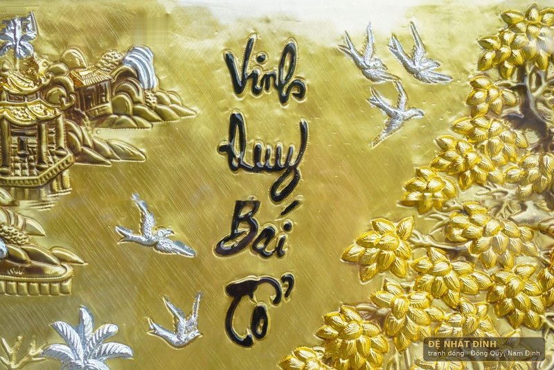 Vinh quy bái tổ dát vàng, khung gỗ vân tự nhiên — ảnh 6